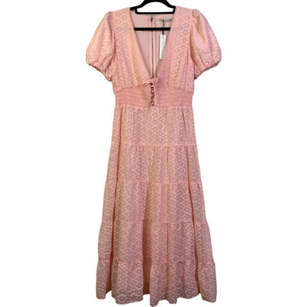 ALICE + OLIVIA English Rose‎ Jacquard Tiered Silk Midi Dress - NWT